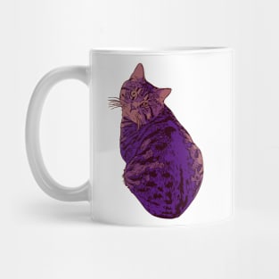 Fat Tabby Cat Purple Mug